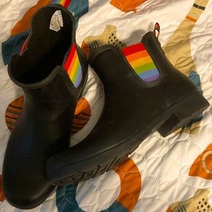 Rainbow rubber boots